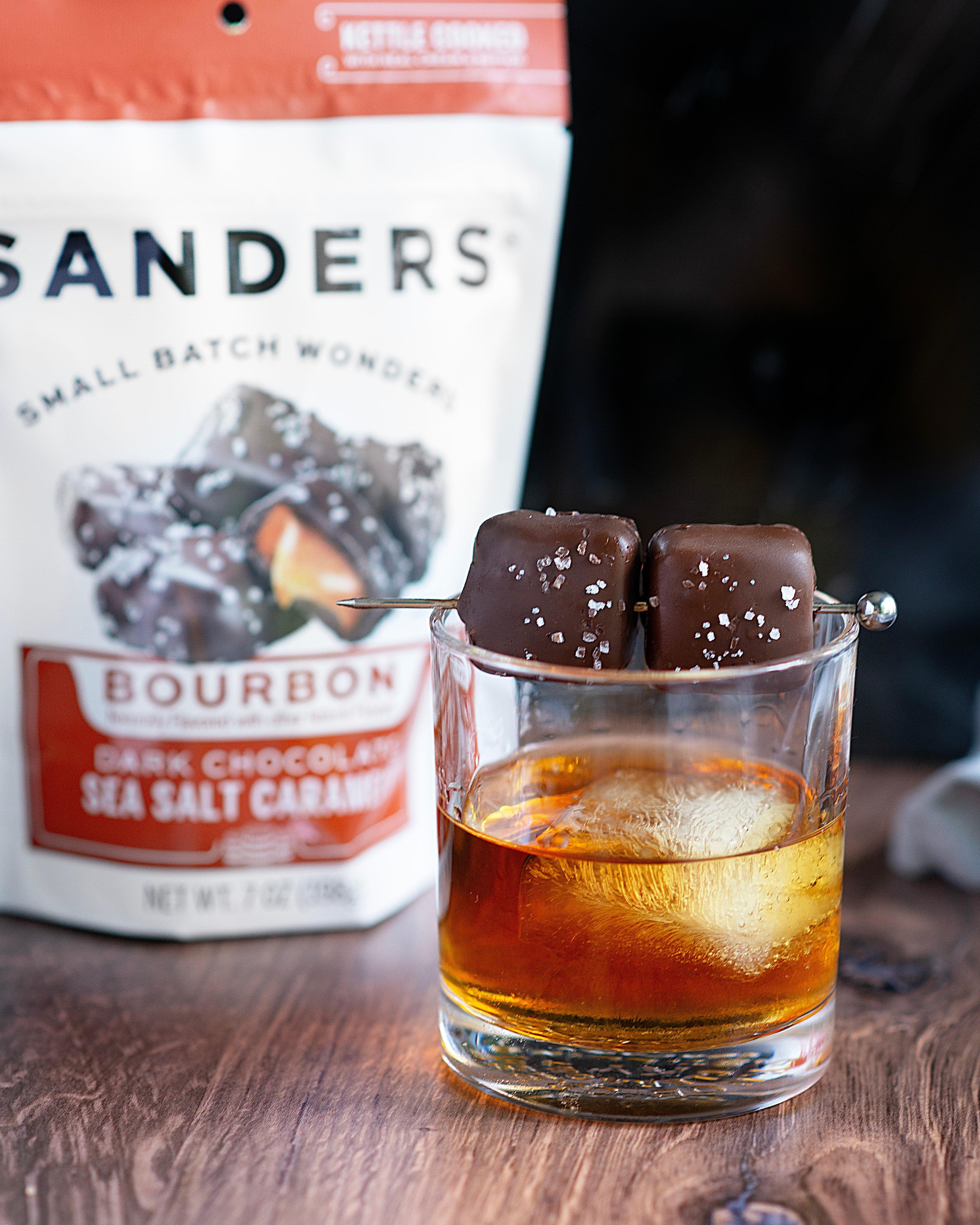 Sanders Candy - Dark Chocolate Bourbon Sea Salt Caramel 7oz Pouch - Image 3