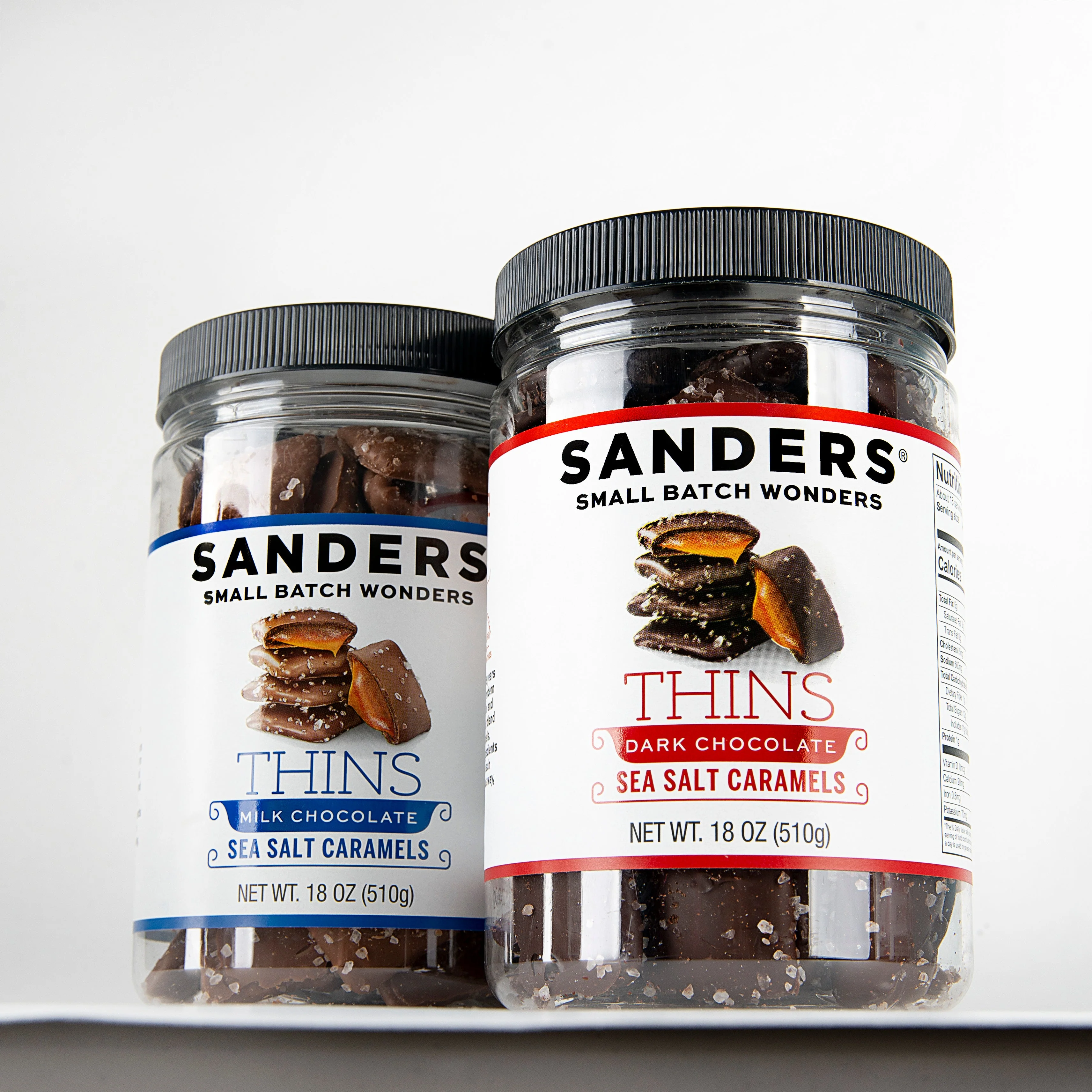 Sanders Candy - Dark Chocolate Sea Salt Caramel Thins Tub 18 oz. - Image 3