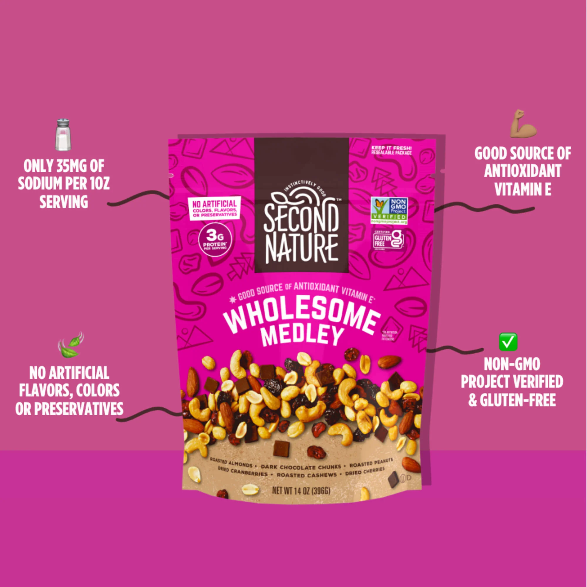 Second Nature Snacks - Wholesome Medley Trail Mix - 14 oz. - Image 3